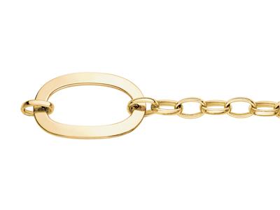 Bracciale A Maglie Ovali Traforate Design A Rettangolo Con Tubo Ovale Piatto Da 5 Mm, 18,50 Cm, Oro Giallo 18 Ct. - Immagine Standard - 2