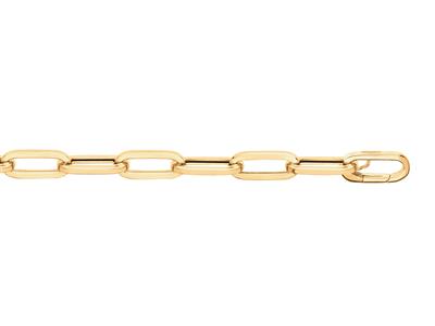 Bracciale A Maglie Rettangolari 7,70 Mm, Tubo Quadrato Cavo, 18 Cm, Oro Giallo 18 Ct.