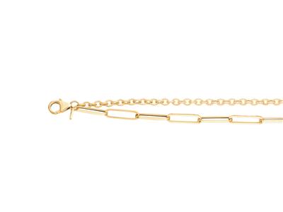 Bracciale A Doppia Catena, Rettangolo Cavo Di 4 MM E Forçat Rotondo Cavo, 17+2 Cm, Oro Giallo 18 Ct. - Immagine Standard - 1