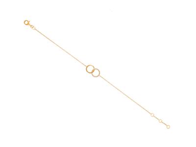 Bracciale A Catena A Doppio Cerchio, Diamanti 0,07 Ct, 16-17-18 Cm, Oro Giallo 18 Kt