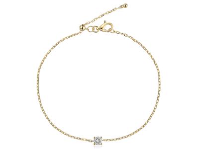 Braccialetto Solitario Maglia Forzatina, Diamante 0,10 Ct, 17 Cm, 18kt Oro Giallo - Immagine Standard - 2