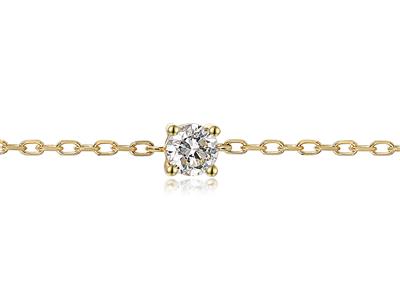 Braccialetto Solitario Maglia Forzatina, Diamante 0,20 Ct, 17 Cm, 18kt Oro Giallo
