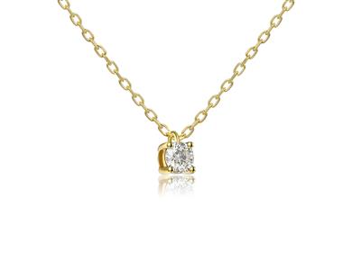 Collana Solitario Con Maglie Forat, Diamante Da 0,15 Ct, 40-42-45 Cm,oro Giallo 18 Kt