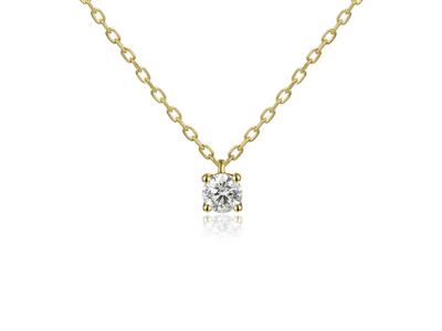 Collana Solitario Con Maglie For\at, Diamante Da 0,20 Ct, 40-42-45 Cm,oro Giallo 18 Kt - Immagine Standard - 2