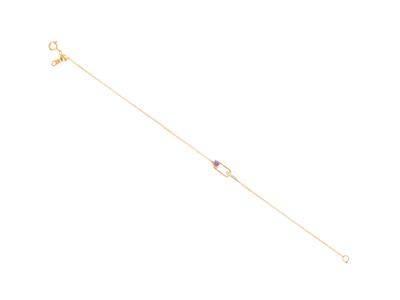 Bracciale A Catena Con Motivo Rettangolare, Diamanti Da 0,02 Ct E Zaffiro Rosa Da 0,16 Ct, 18 Cm, Oro Gia