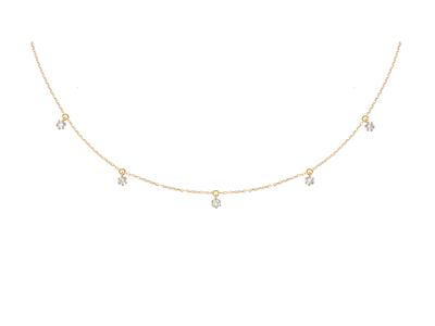 Collana Con 5 Pendenti, Diamanti Da0,20 Ct, 40-42 Cm, Oro Giallo 18 C Arati