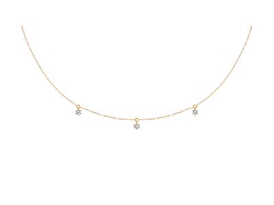 Collana Con 3 Pendenti, Diamanti Da0,12 Ct, 40-42 Cm, Oro Giallo 18 C Arati