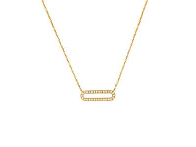 Collana Con Motivo Rettangolare 16 X 5 Mm, Diamanti Da 0,15 Ct, 40-42 Cm, Oro Giallo 18 Kt