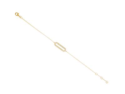 Bracciale Con Motivo Rettangolare 16 X 5 Mm, Diamanti Da 0,15 Ct, 16-17-18 Cm, Oro Giallo 18 Kt