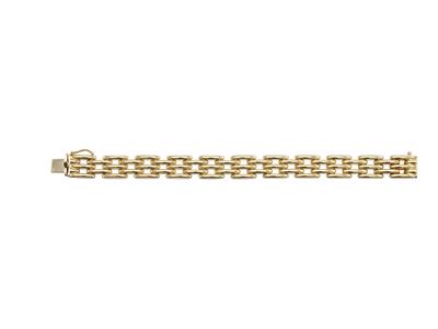 Bracciale A Maglie Cave, 3 File 12 Mm, 17 Cm, Oro Giallo 18k