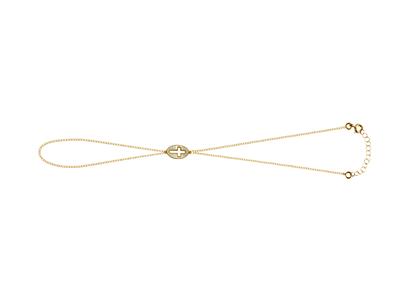 Braccialetto Motivo Ovale 11 Mm, Croce Traforata In Madreperla, 173 Cm, Oro Giallo 18 Kt