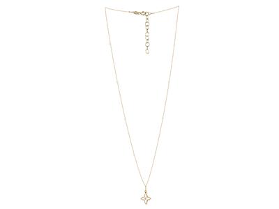 Collana Motivo Fiore Con 4 Petali Eperle In Smalto Bianco Su Catena, 42+3 Cm, Oro Giallo 18 Kt - Immagine Standard - 2