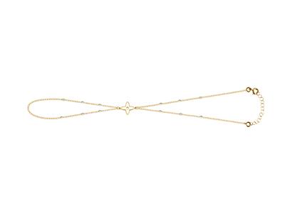 Catena Da Mano Motivo Floreale 4 Petali Smalto Bianco Su Catena, 173 Cm, Oro Giallo 18 Carati