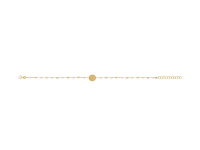 Bracciale Con Placca Rotonda 10 Mm,sfere In Smalto Bianco Su Catena, 173 Cm, Oro Giallo 18 Carati