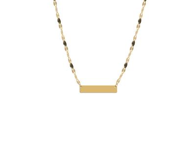 Collana Con Placca Rettangolare 5 X25 MM Con Palline Di Smalto Nero S U Catena, 423 Cm, Oro Giallo 18 Ca