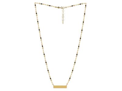 Collana Con Placca Rettangolare 5 X25 MM Con Palline Di Smalto Nero S U Catena, 42+3 Cm, Oro Giallo 18 Ca - Immagine Standard - 2