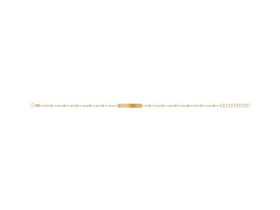 Bracciale Con Placca Rettangolare 5x 24 Mm, Palline Di Smalto Bianco Sulla Catena, 173 Cm, Oro Giallo 1k