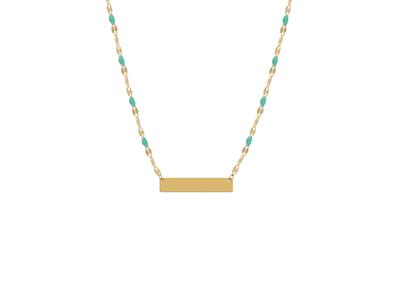 Collana Con Placca Rettangolare 5 X25 MM Con Palline Di Smalto Turche Se Su Catena, 423 Cm, Oro Giallo 1k