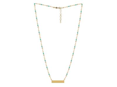Collana Con Placca Rettangolare 5 X25 MM Con Palline Di Smalto Turche Se Su Catena, 42+3 Cm, Oro Giallo 1k - Immagine Standard - 2