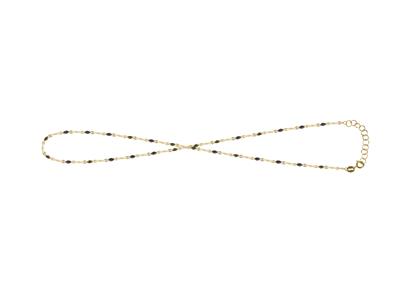 Catena A Mano, Perle Di Smalto Nerosulla Catena, 173 Cm, Oro Giallo 18k
