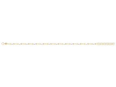 Bracciale A Sfere In Smalto Bianco Su Catena, 173 Cm, Oro Giallo 18 Carati