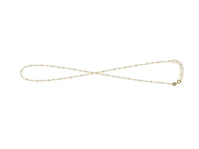 Braccialetto, Palline Di Smalto Bianco Sulla Catena, 173 Cm, Oro Giallo 18k
