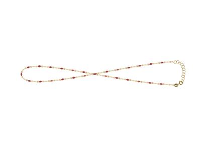 Braccialetto, Perle Di Smalto Rossosulla Catena, 173 Cm, Oro Giallo 18k