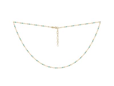 Collana A Sfere In Smalto Turchese Su Catena, 42+3 Cm, Oro Giallo 18 Carati - Immagine Standard - 2