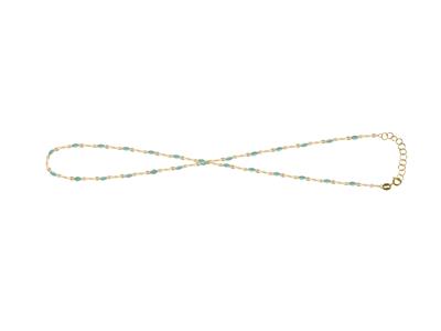 Catena Da Mano, Palline Di Smalto Turchese Su Catena, 173 Cm, Oro Giallo 18k
