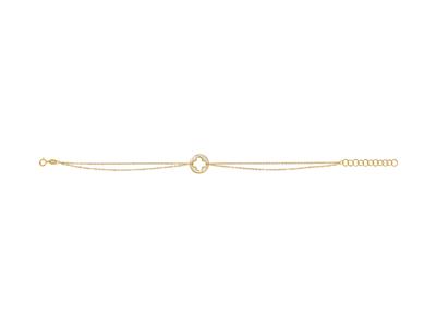 Bracciale Motivo Trifoglio Traforato Su Cerchio Di Madreperla, 173 Cm, Oro Giallo 18 Carati