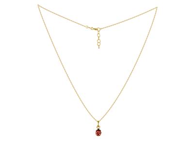 Collana Coccinella, 5 Mm, Smalto Rosso E Ossido Di Zirconio, 36-38 Cm, 18kt Oro Giallo - Immagine Standard - 2