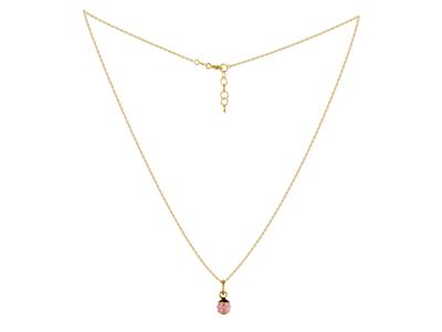 Collana Coccinella 5 Mm, Smalto Rosa E Ossidi Di Zirconio, 36-38 Cm, Oro Giallo 18k - Immagine Standard - 2