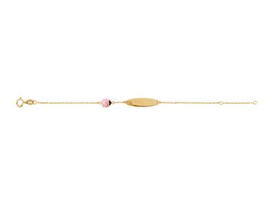 Coccinella Id 5 Mm, Smalto Rosa E Ossidi Di Zirconio, Placca Ovale 7 X 2 Mm, 12-14 Cm, Oro 18kt Giallo - Immagine Standard - 1