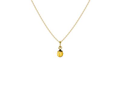 Collana Coccinella 5 Mm, Smalto Giallo E Ossidi Di Zirconio, 36-38 Cm, Oro Giallo 18k
