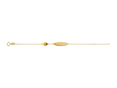 Coccinella Baby Id 5 Mm, Smalto Giallo E Ossidi Di Zirconio, Placca Ovale 7 X 2 Mm, 12-14 Cm, Oro Giallo 18k - Immagine Standard - 1