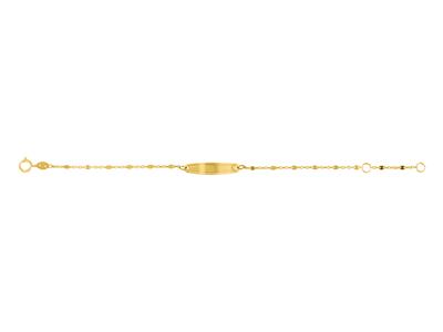 Identit Bimbo Maglia Gourmette Incisa Fantasia, Placca Ovale Bordi Diamantati, 12-14 Cm, Oro Giallo 750