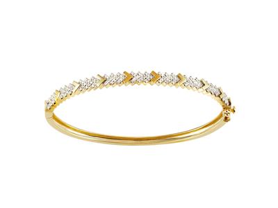 Bracciale Jonc, Diamanti 0,38 Carati, 60 X 50 Mm, Oro Giallo 18 Ct.