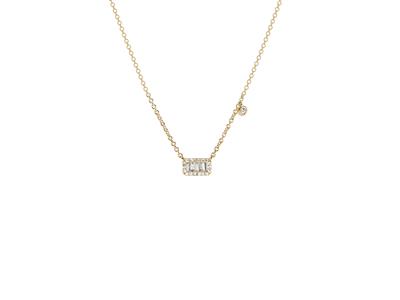 Collana A Rettangolo, 4 X 7 Mm, Diamanti Rotondi E Baguette 0,16ct, 40-42,5-45 Cm, Oro Giallo 18k