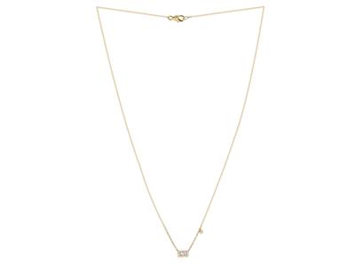 Collana A Rettangolo, 4 X 7 Mm, Diamanti Rotondi E Baguette 0,16ct, 40-42,5-45 Cm, Oro Giallo 18k - Immagine Standard - 2
