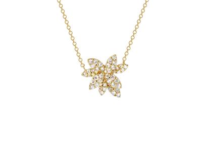 Collana Bouquet, Altezza 15 Mm, Diamanti 0,38ct, 40,50-42 Cm, Oro Giallo 18k