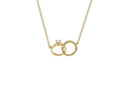 Collana Di Fidanzamento 10 X 15 Mm, Diamanti 0,11ct, 40,50-42 Cm, Oro Giallo 18k