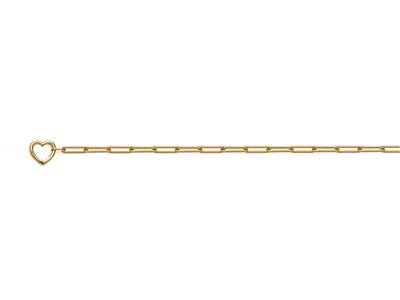 Bracciale A Maglia Rettangolore 4,50 X 13,50 Mm, Tubo Cavo, Chiusura A Cuore, 19 Mm, Oro Giallo 18k