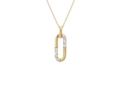 Collana A Rettangolo, Altezza 22 Mm, Diamanti 0,13ct, 40-42 Cm, Oro Giallo 18k