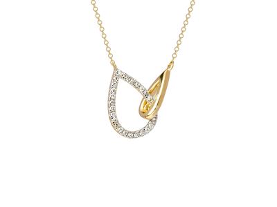 Collana, Gocce Intrecciate, Diamanti 0,07ct, 40-42 Cm, Oro Giallo 18k