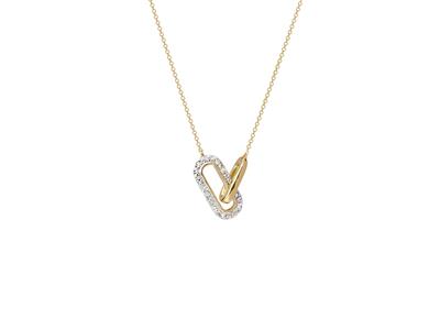 Collana, Rettangoli Intrecciati, Diamanti 0,07ct, 40-42 Cm, Oro Giallo 18k