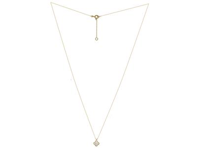Collana Con Motivo A Trifoglio, 6 Mm, Diamanti 0,06ct, 40-42-45 Cm, Oro Giallo 18k - Immagine Standard - 2