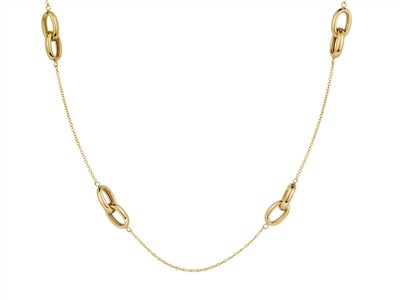 Sautoir 6 Motivi Cavi Ovale Doppio 10 X 22 Mm, 80 Cm, Oro Giallo 18 Kt