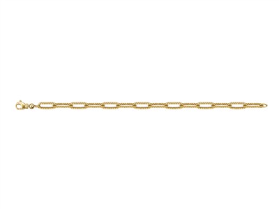 Bracciale Maglia Rettangolo Godronato Cavo 6 Mm, 19 Cm, Oro Giallo 18 Kt