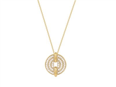 Collana Disco 14 Mm, Diamanti 0,25 Ct, 4042 Cm, Oro Giallo 18 Kt