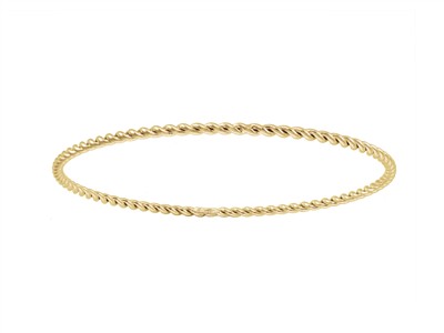 Bracciale Rigido 2 Tubi Ritorti 2 Mm, Diametro Interno 63 Mm, Oro Giallo 18 Kt